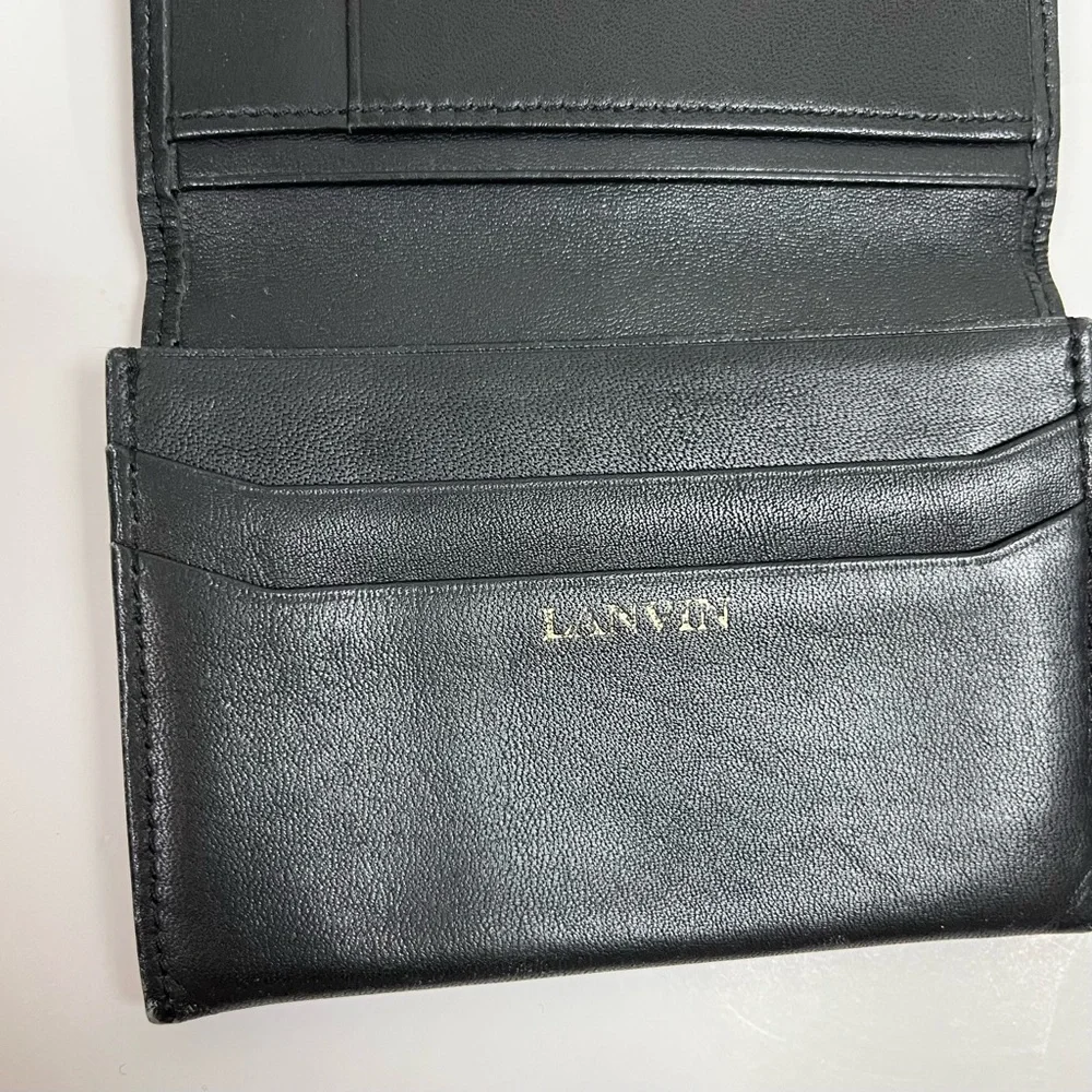 Lanvin Wallet Credit Card Black Bi-Fold Money Holder Leather Mens Billfold